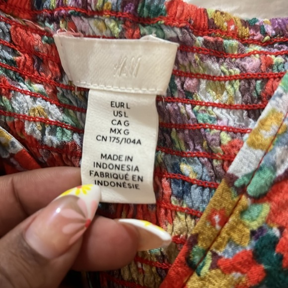 0192 H&M floral skirt top 2 piece outfit with high slit sz L - Picture 4 of 9